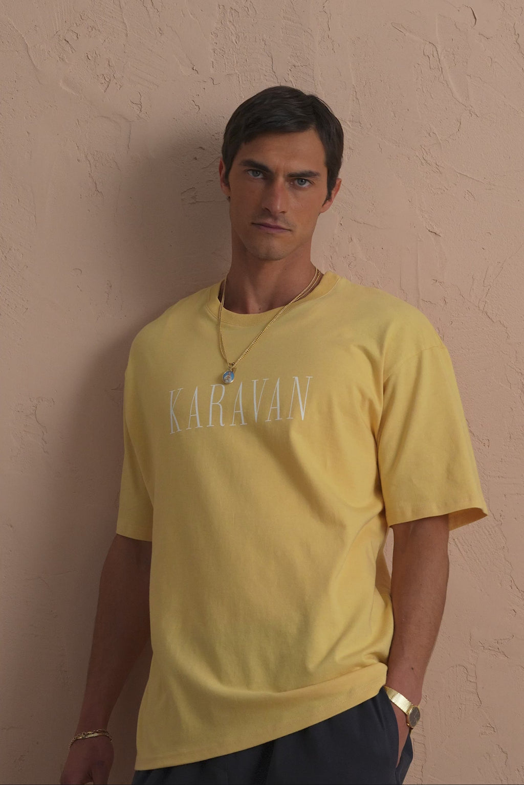 karavan clothing tosa kalokairia spring summer 25 men collection marcus tee yellow