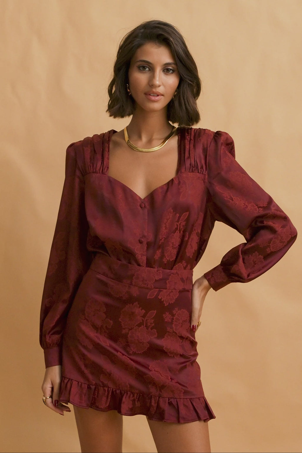 karavan clothing fashion fall winter 25 homecoming krvn collection lia shirt bordeaux