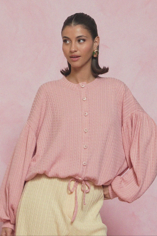 karavan loungewear planet fall winter 26' collection candy cardigan pink