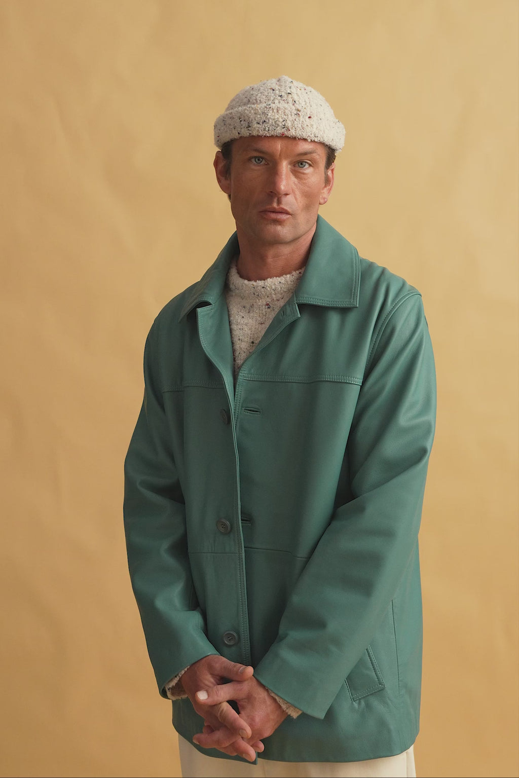 karavan clothing fashion fall winter 25 homecoming men collection milton jacket grey leather