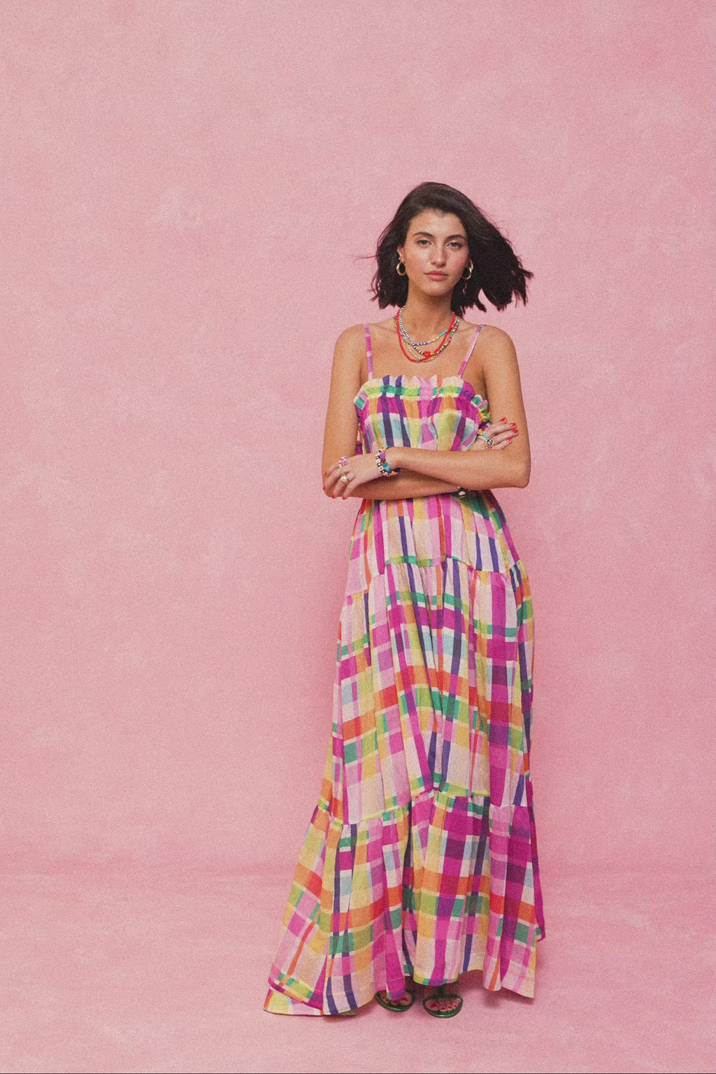 karavan clothing fashion spring summer 26 nai collection bessie dress multicolor checked