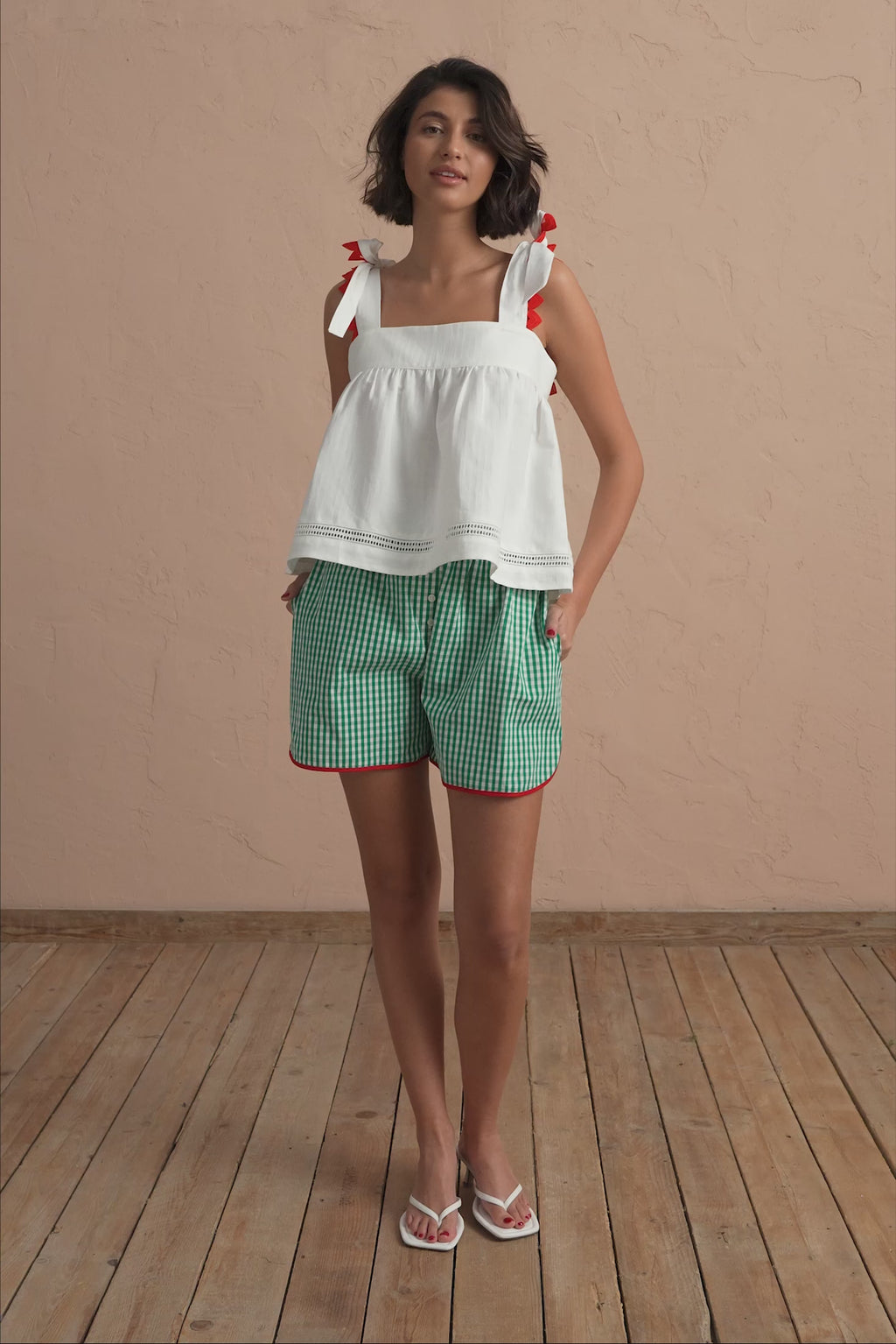 karavan clothing fashion spring summer 25 planet karavan pyjamas shorts checked green