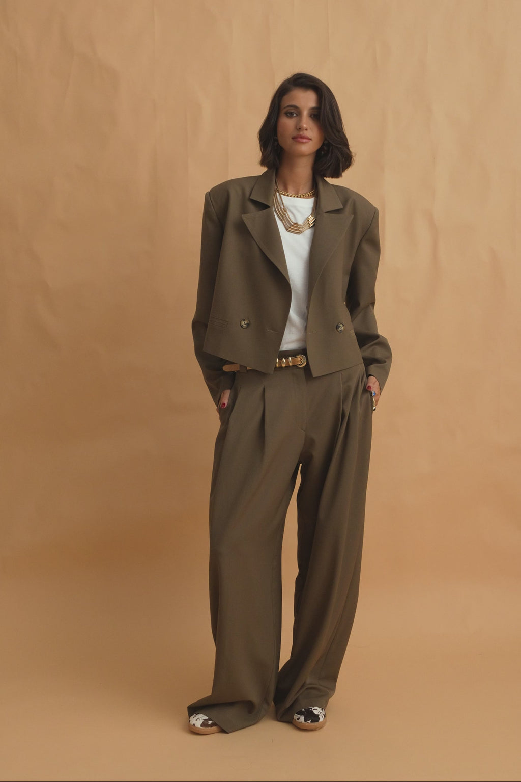 karavan clothing fashion fall winter 25 homecoming collection amanda cropped blazer khaki