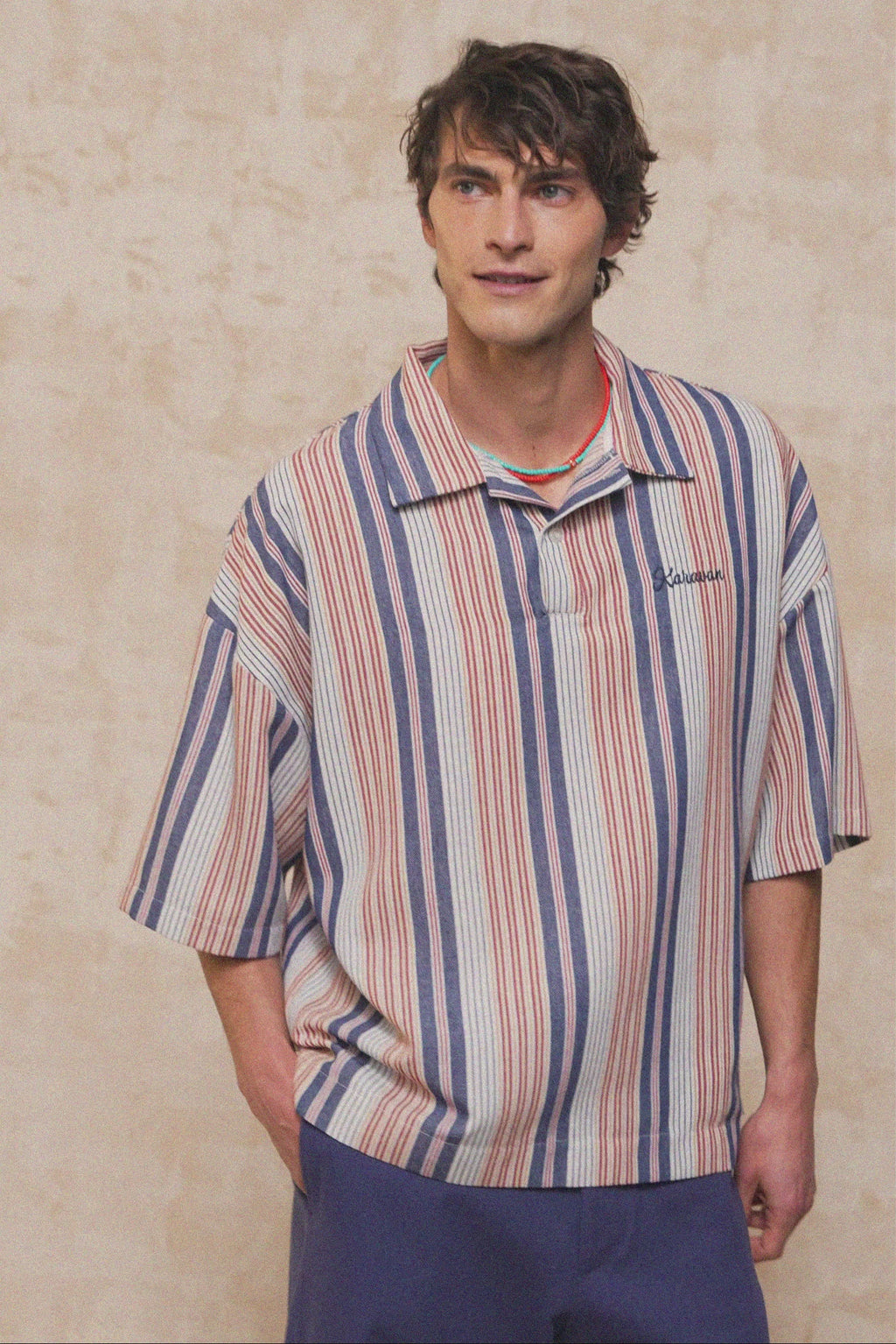 karavan clothing fashion spring summer 26 men nai collection adam polo blue stripes
