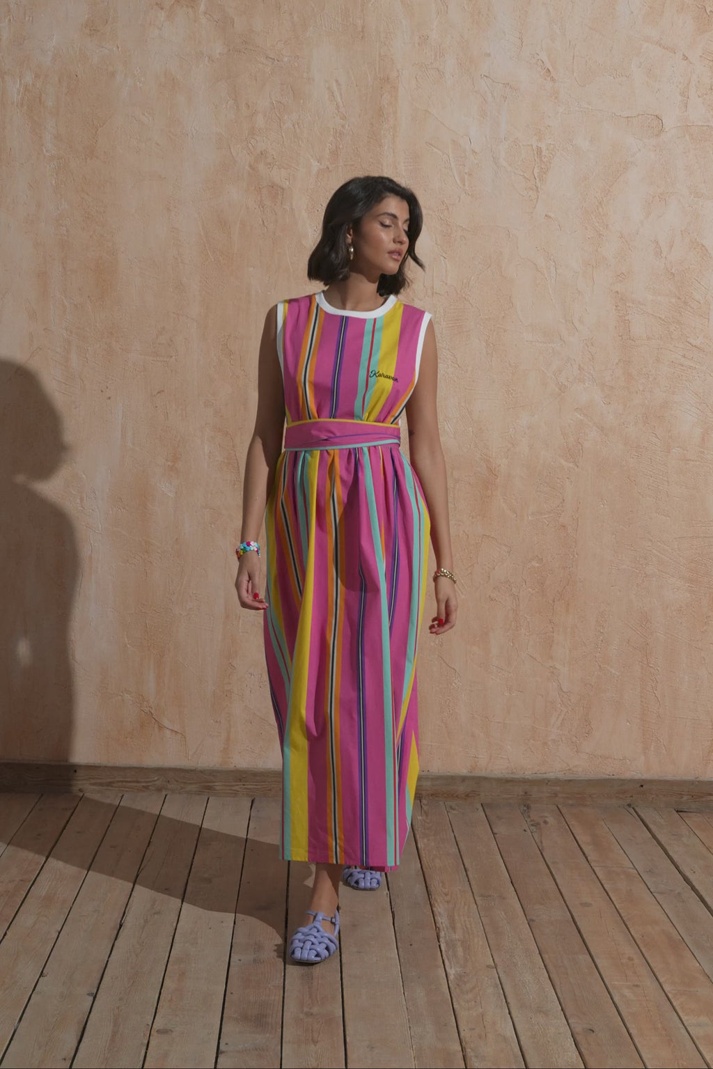 karavan clothing fashion spring summer 25 weekendwear ifigenia dress multicolor stripes