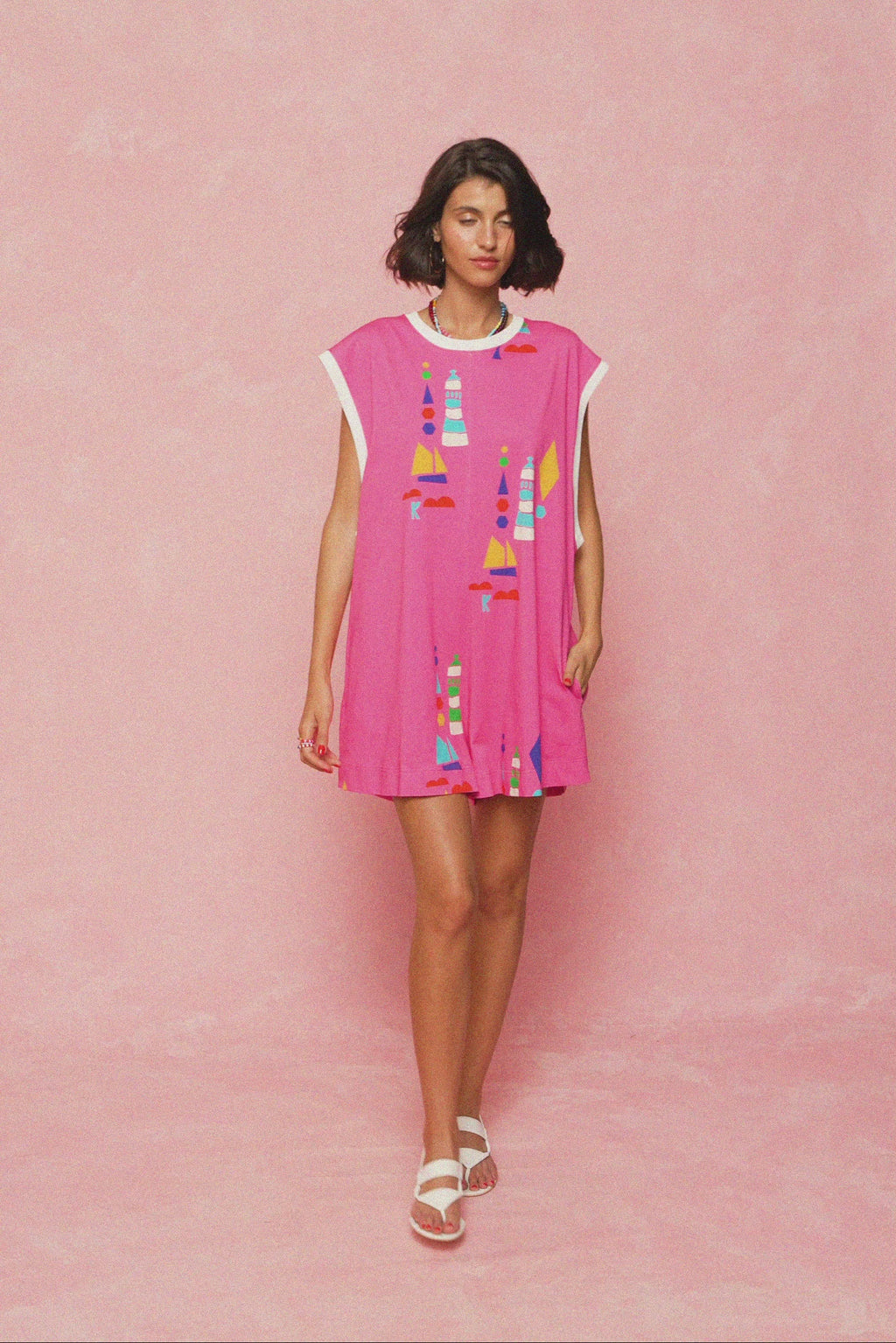 karavan clothing fashion spring summer 26 nai weekendwear collection nina shorts jumpsuit pink lighthouse