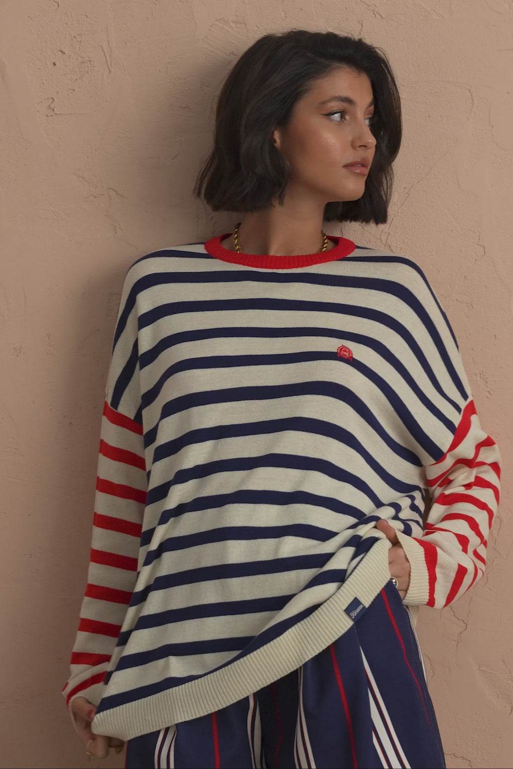 karavan clothing fashion spring summer 25 sandy knitted sweater blue red stripes