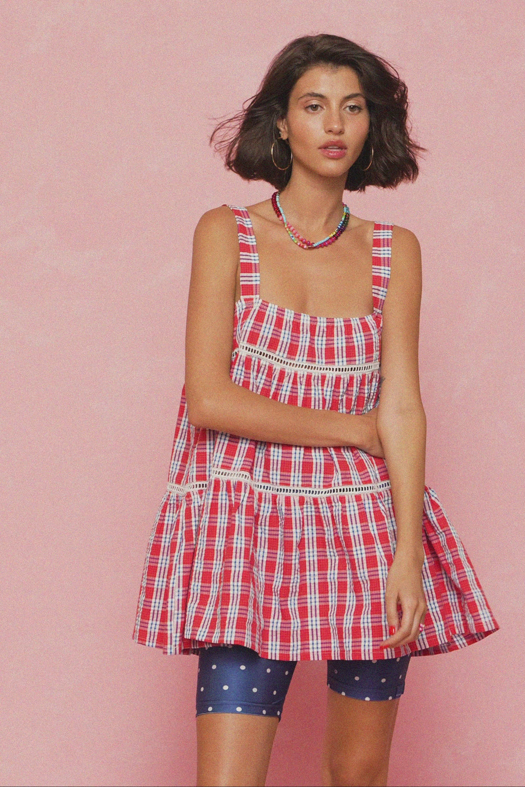 karavan clothing fashion spring summer 26 nai weekendwear collection carrie top red checked