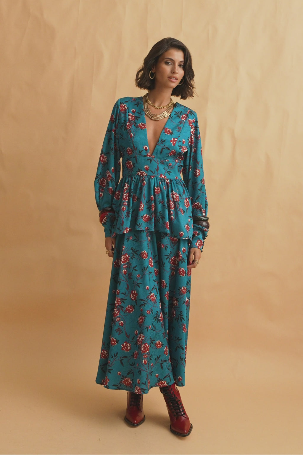 karavan clothing fashion fall winter 25 homecoming collection kasumi dress petrol roses