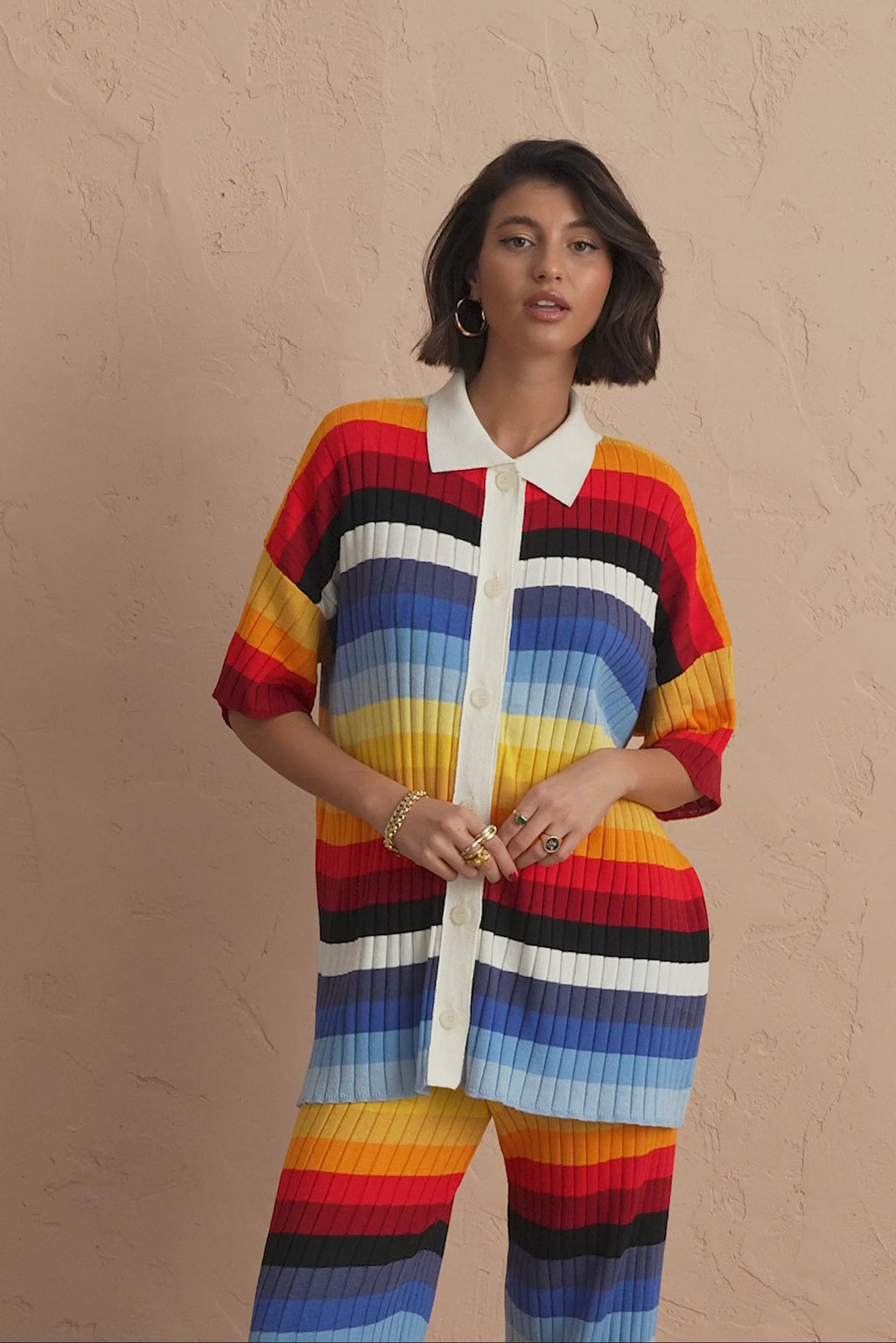 karavan clothing fashion spring summer 25 vera knitted shirt rainbow