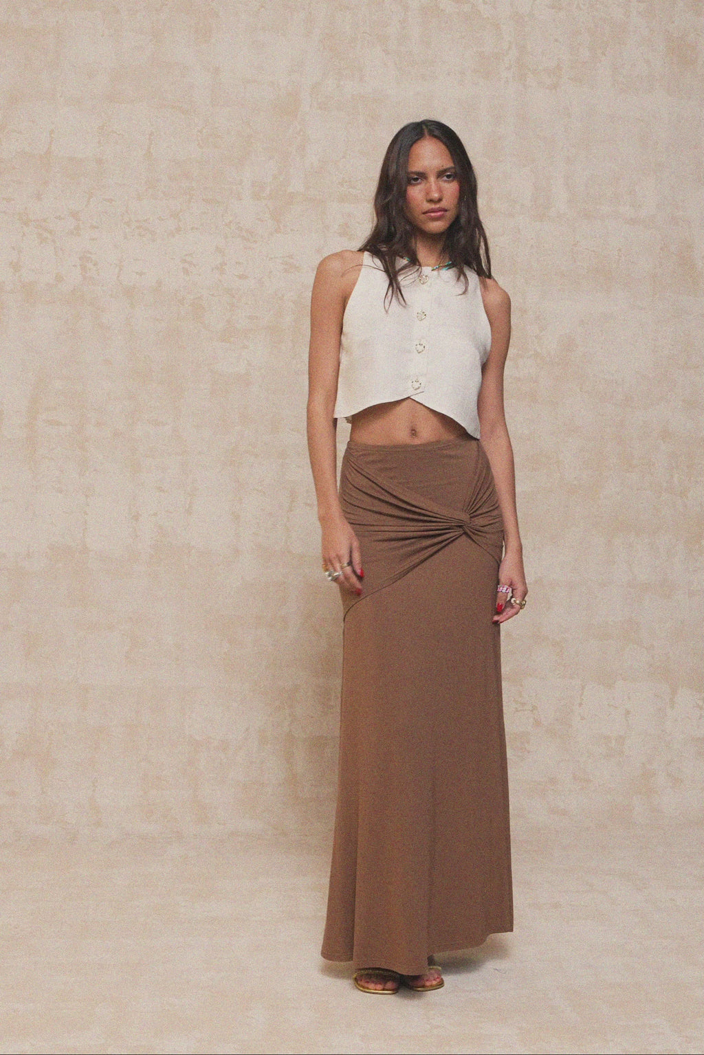 karavan clothing fashion krvn spring summer 26 nai collection augusta skirt brown