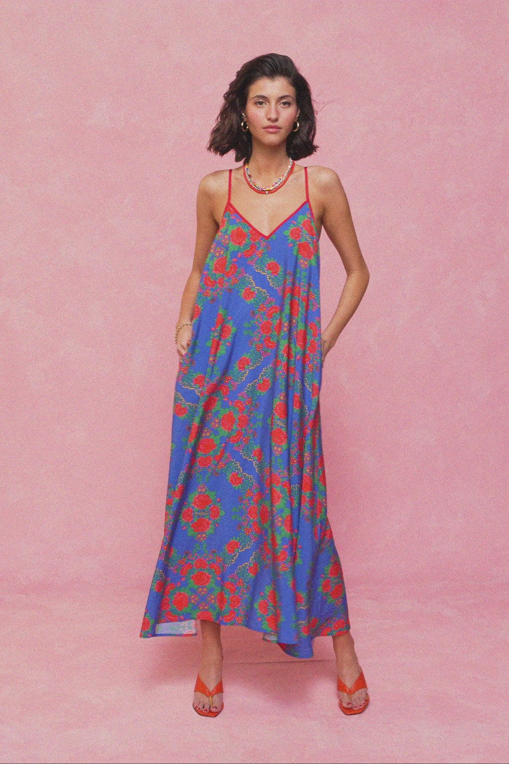 karavan clothing fashion spring summer 26 nai collection tati dress blue triangle roses