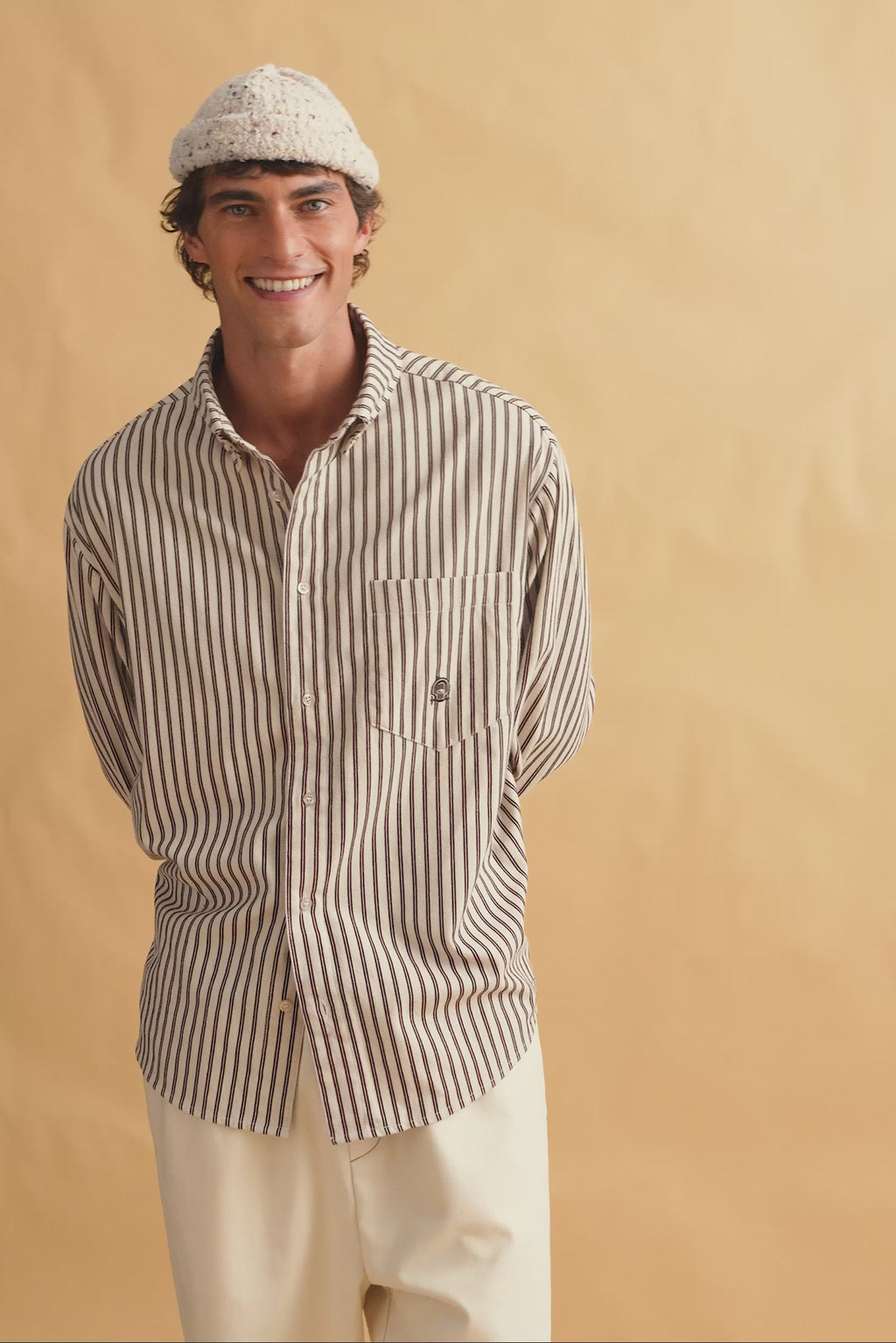 karavan clothing fashion fall winter 25 homecoming men collection jaime shirt ivory stripes