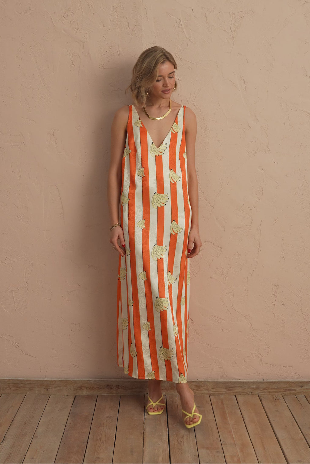 karavan clothing fashion spring summer 25 doris dress orange banana print