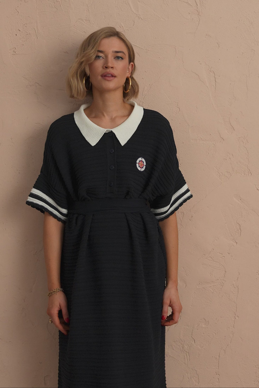 karavan clothing fashion spring summer 25 alicia knitted dress navy blue