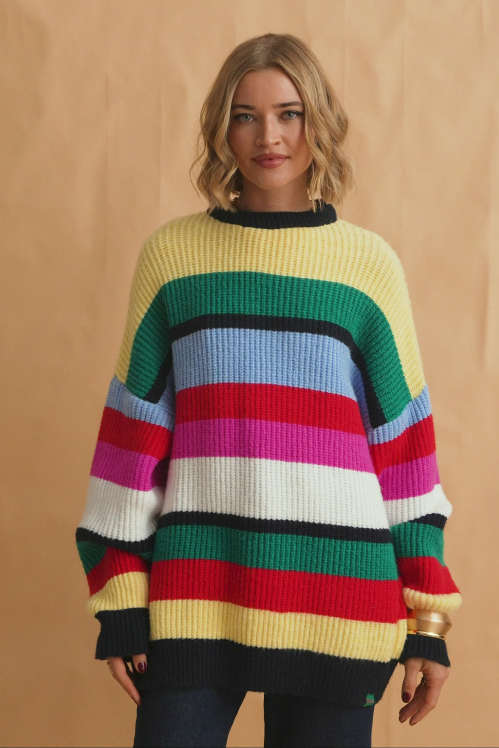 karavan clothing fashion fall winter 25 homecoming collection celenia pullover multicolor stripes