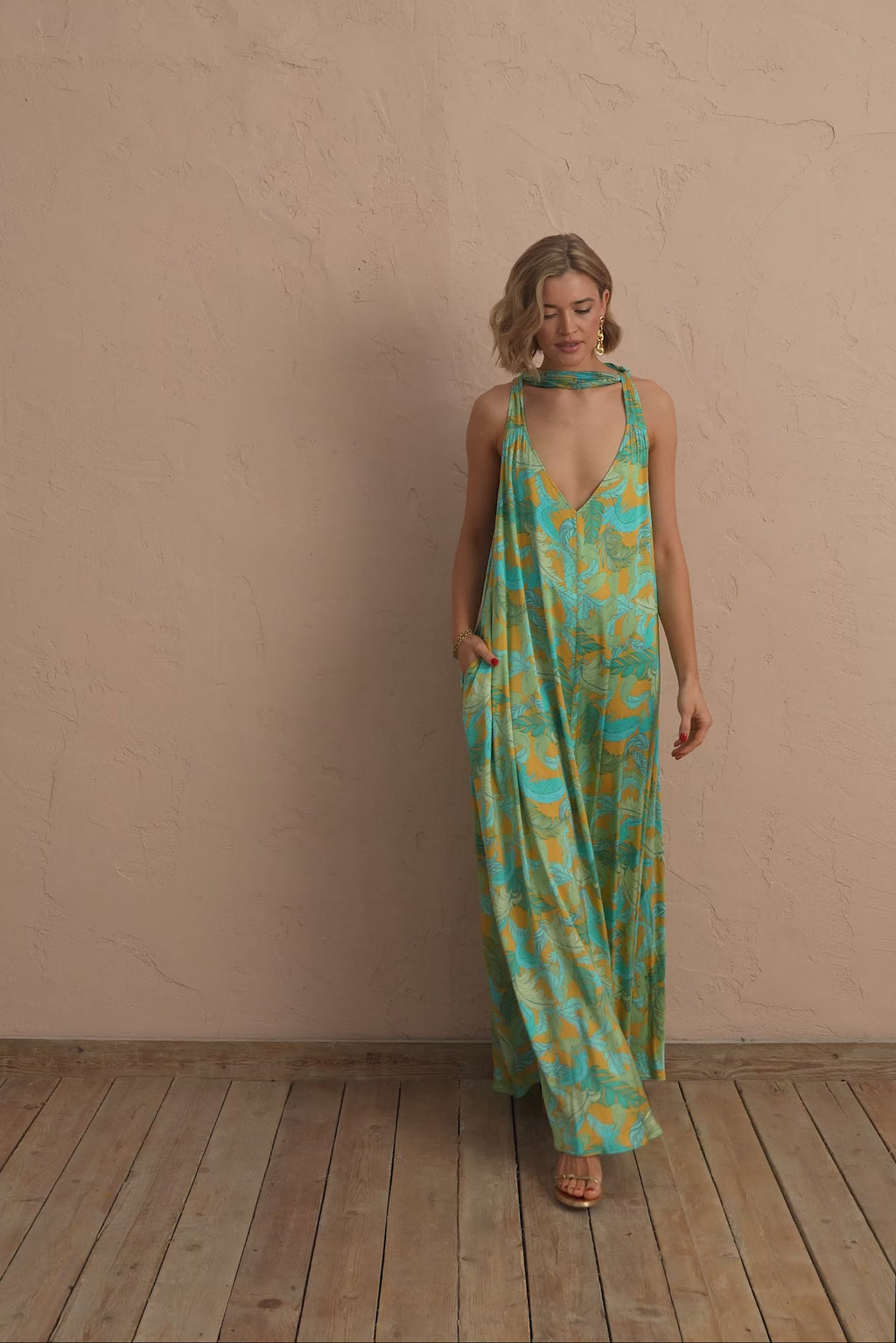 karavan clothing fashion spring summer 25 sabine dress leaf gold