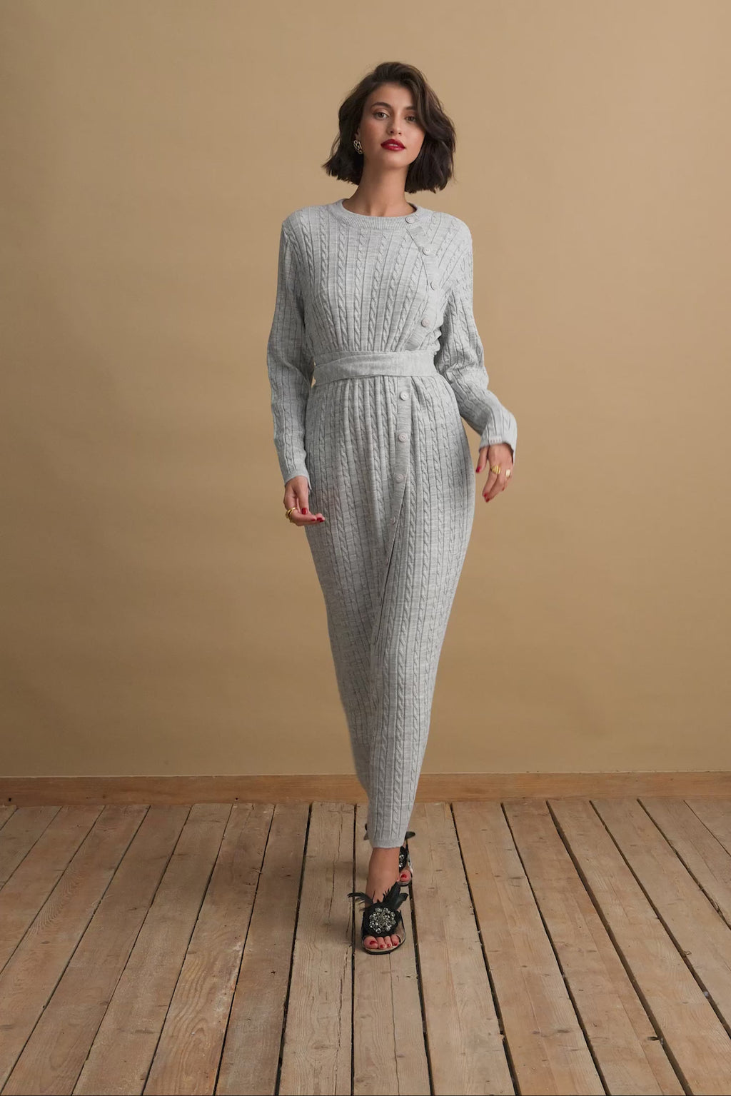 karavan clothing fashion KRVN well i did fall winter 24 25 anonia knitted dress grey