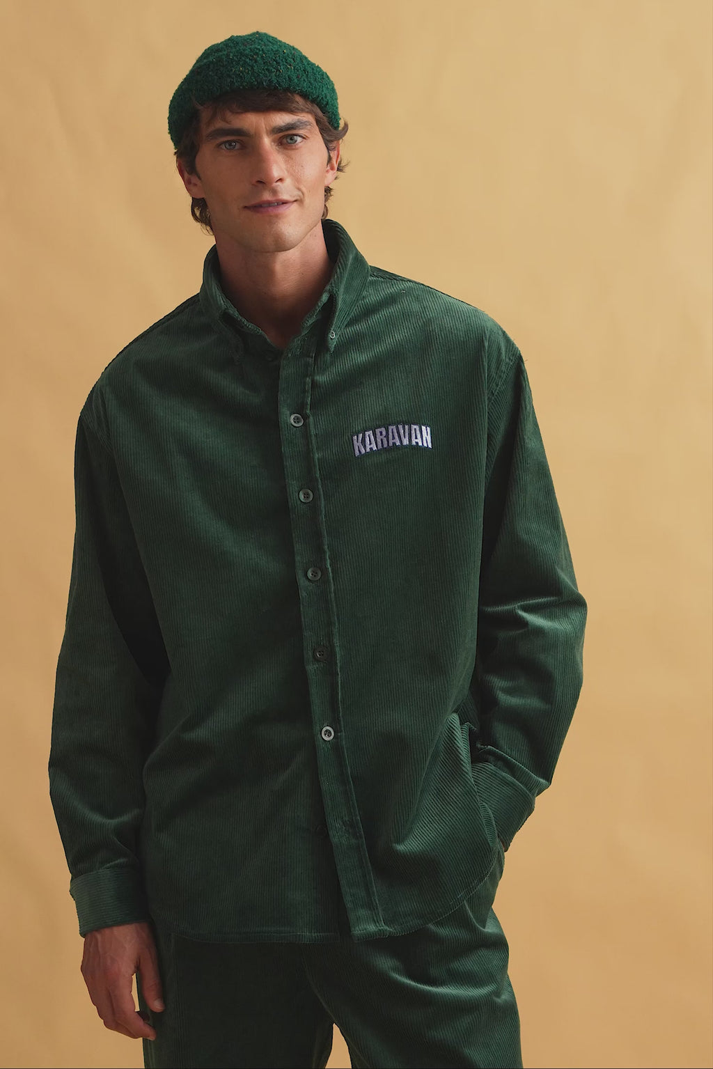 karavan clothing fashion fall winter 25 homecoming men collection josh shirt green