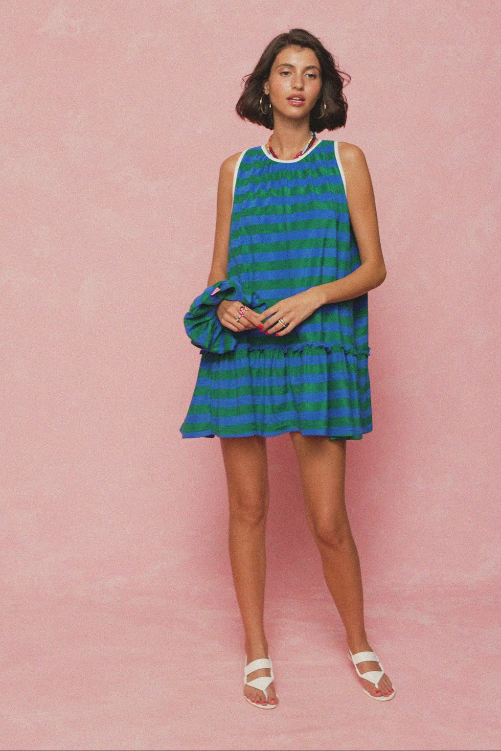 karavan clothing fashion spring summer 26 nai weekendwear collection melanie mini dress blue green lines