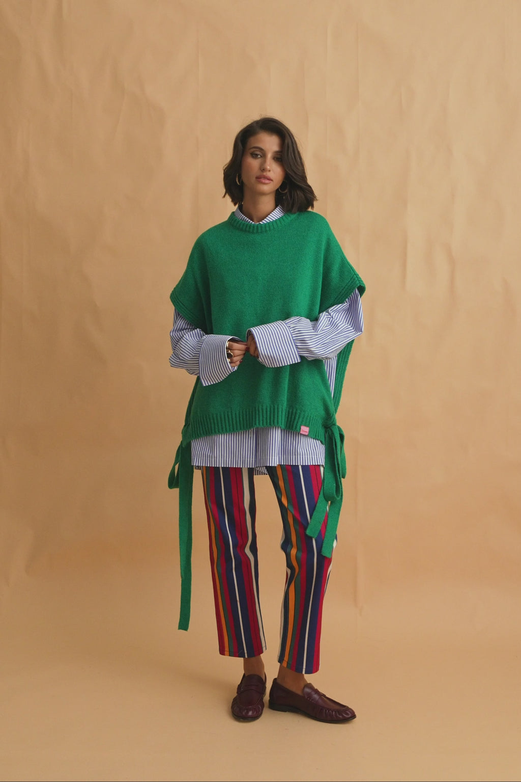 karavan clothing fashion fall winter 25 homecoming collection maxime knitted vest green