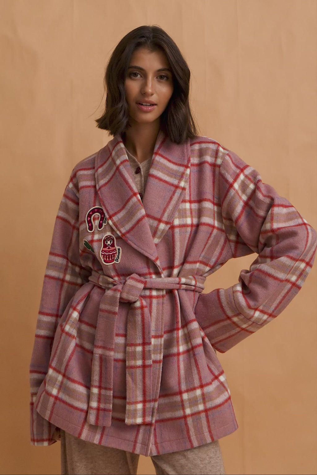 karavan clothing fashion fall winter 25 homecoming homeware collection robe checked pink