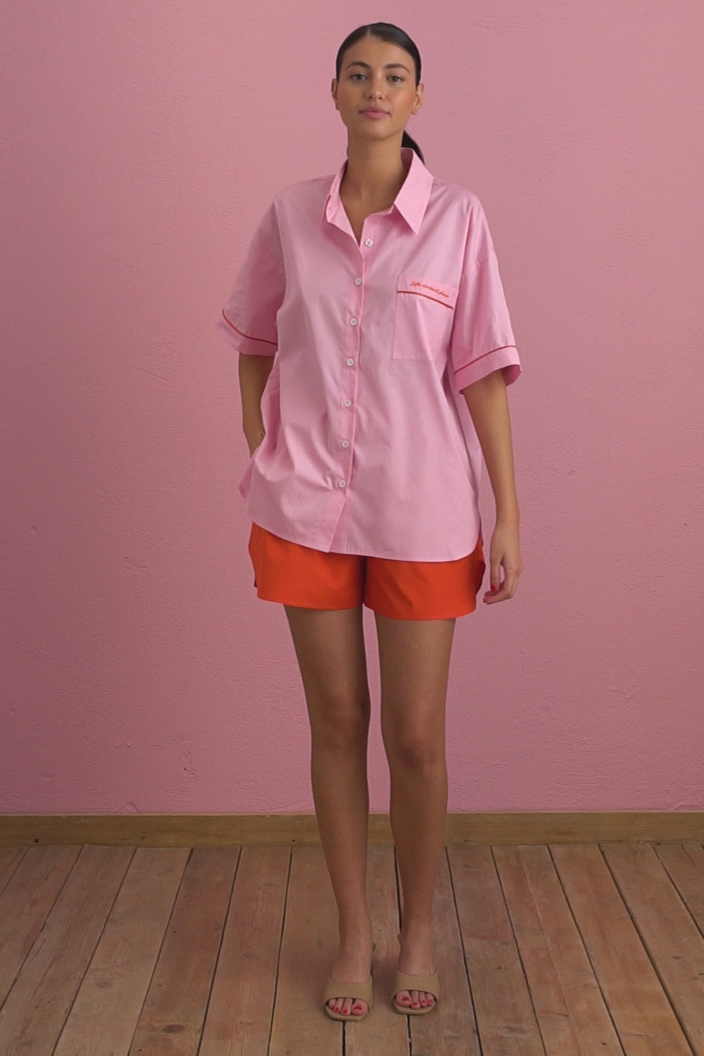 karavan clothing fashion spring summer 24 that moment homeware sleepware satin pyjamas top pink