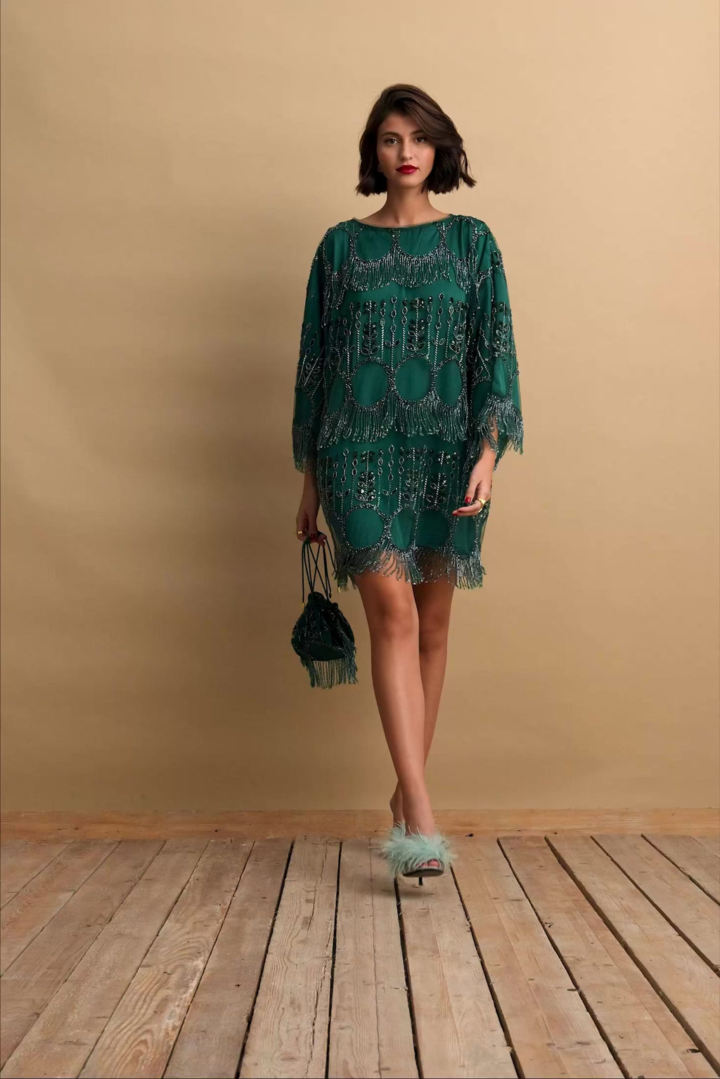 karavan clothing fashion KRVN well i did fall winter 24 25 christmas edition orabella dress green