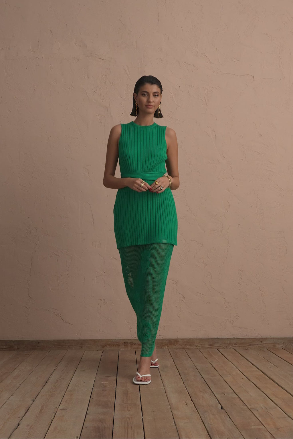 karavan clothing fashion spring summer 25 krvn kari knitted top green
