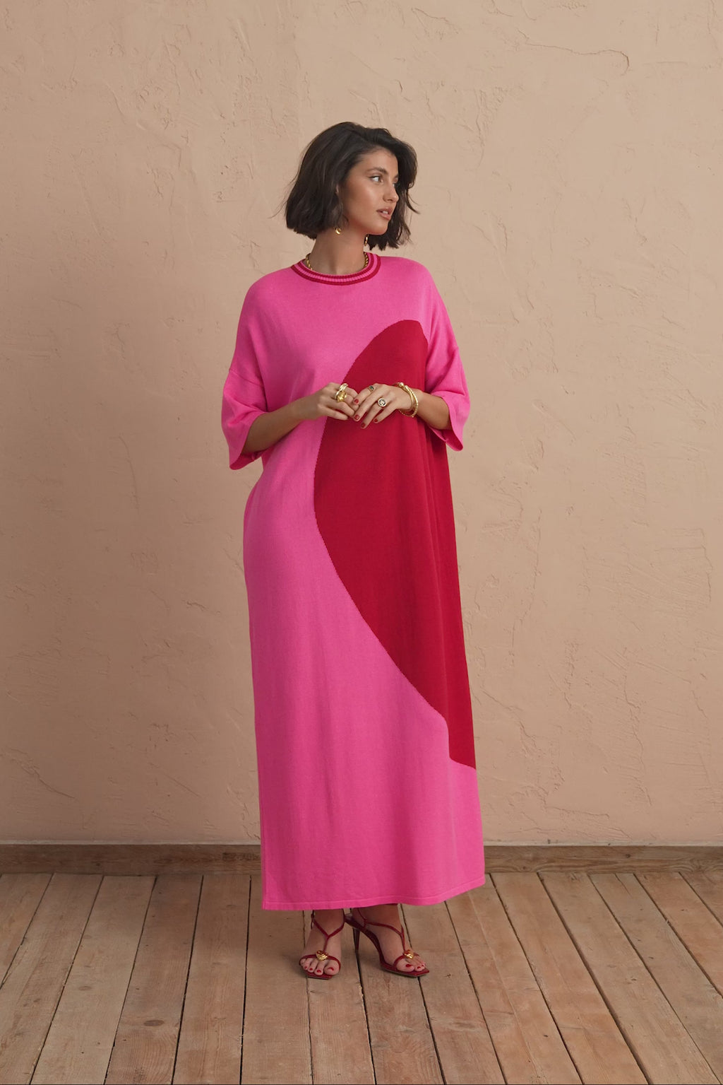 karavan clothing fashion spring summer 25 claire knitted dress pink red heart