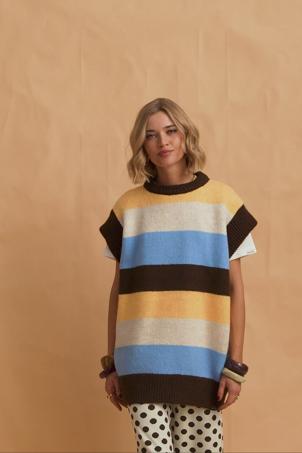 karavan clothing fashion fall winter 25 homecoming krvn collection electra knitted vest multicolor stripes