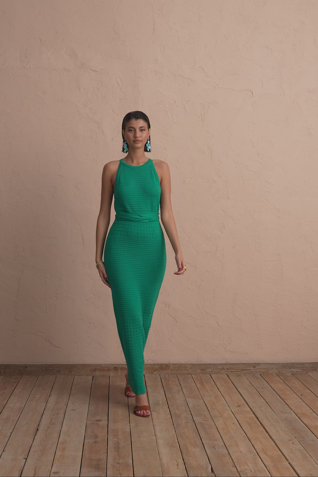 karavan clothing fashion spring summer 25 krvn mindy knitted dress green
