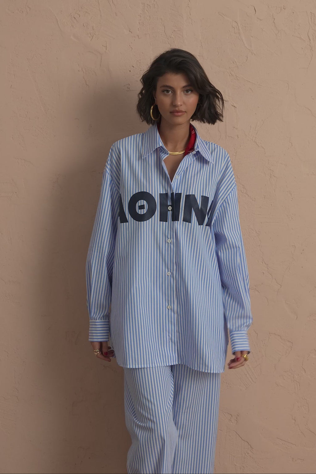 karavan clothing fashion spring summer 25 audrey shirt athina logo ciel stripes