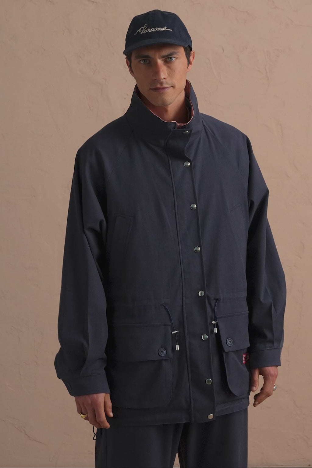 karavan clothing tosa kalokairia spring summer 25 men collection nathan jacket double face blue dusty pink