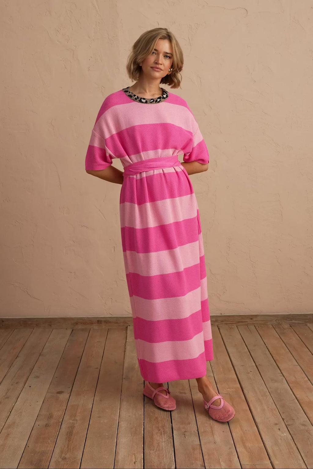 karavan clothing fashion spring summer 25 aurelia knitted dress pink stripes