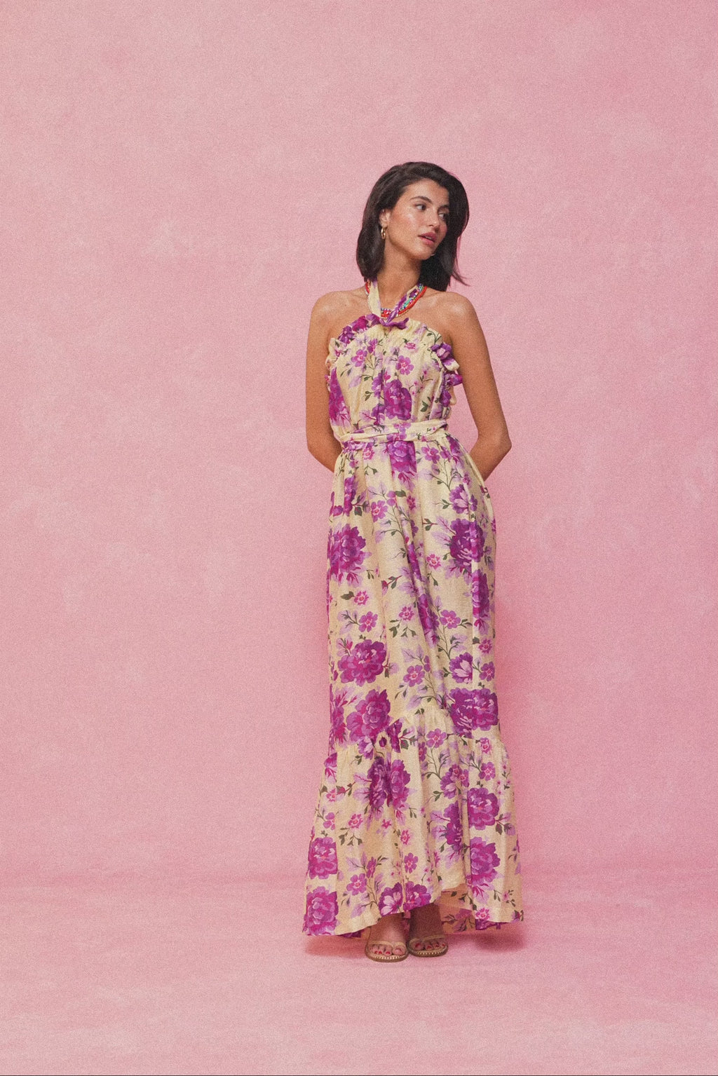 karavan clothing fashion spring summer 26 nai collection daniela dress foral lemon purple