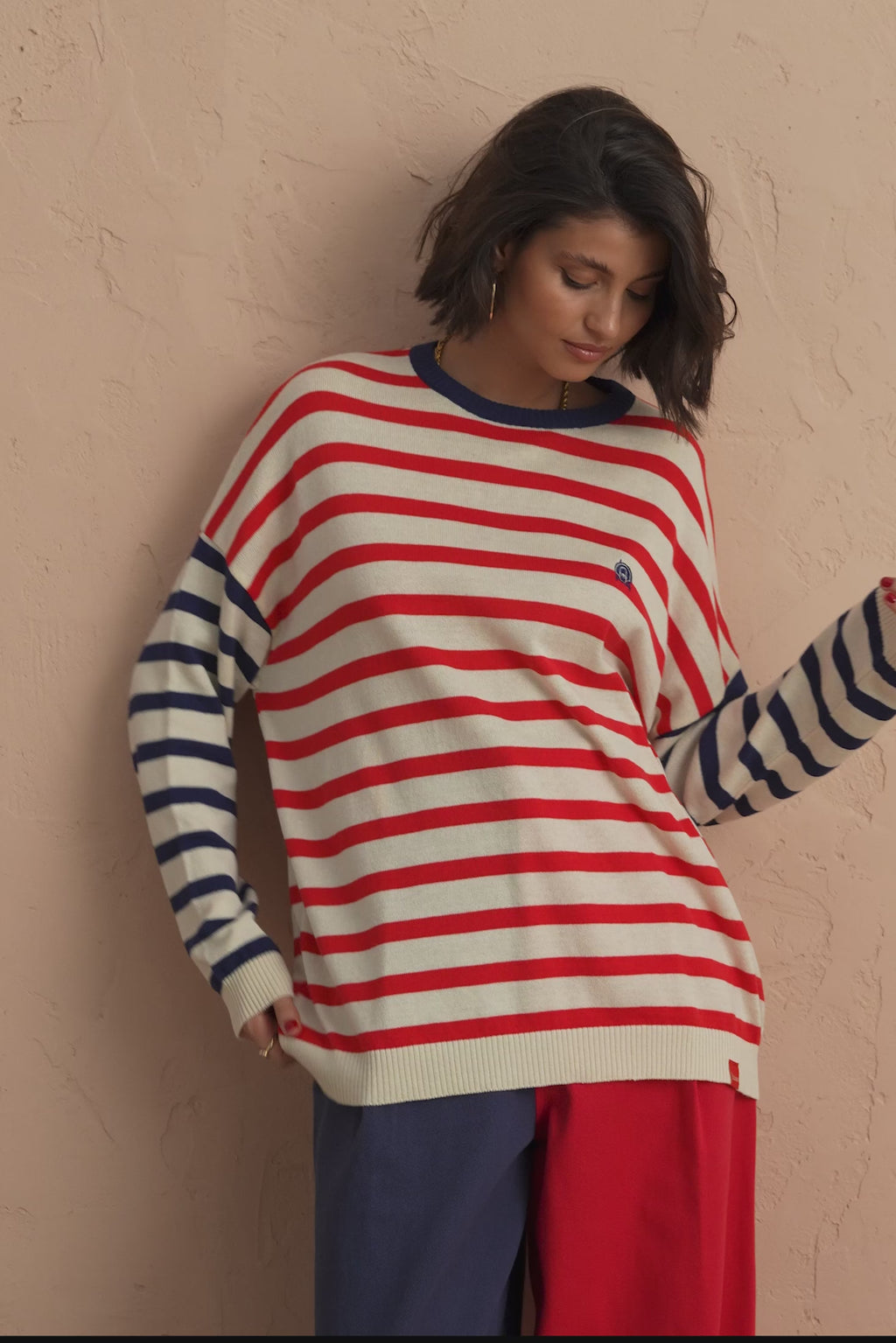 karavan clothing fashion spring summer 25 sandy sweater red blue stripes