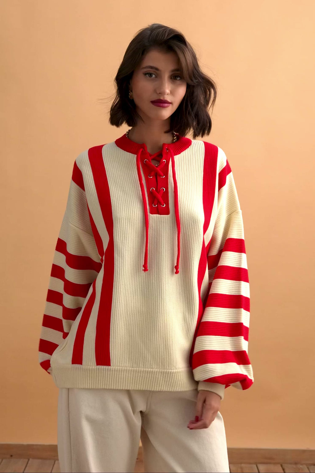 karavan clothing fashion well i did fall winter 24 25 chiara knitted sweater ivory red