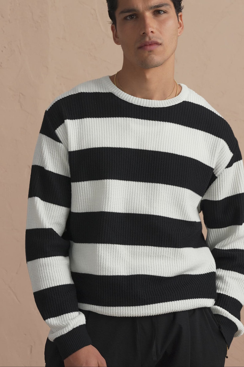 karavan clothing tosa kalokairia spring summer 25 men collection francisco knitted sweater black white