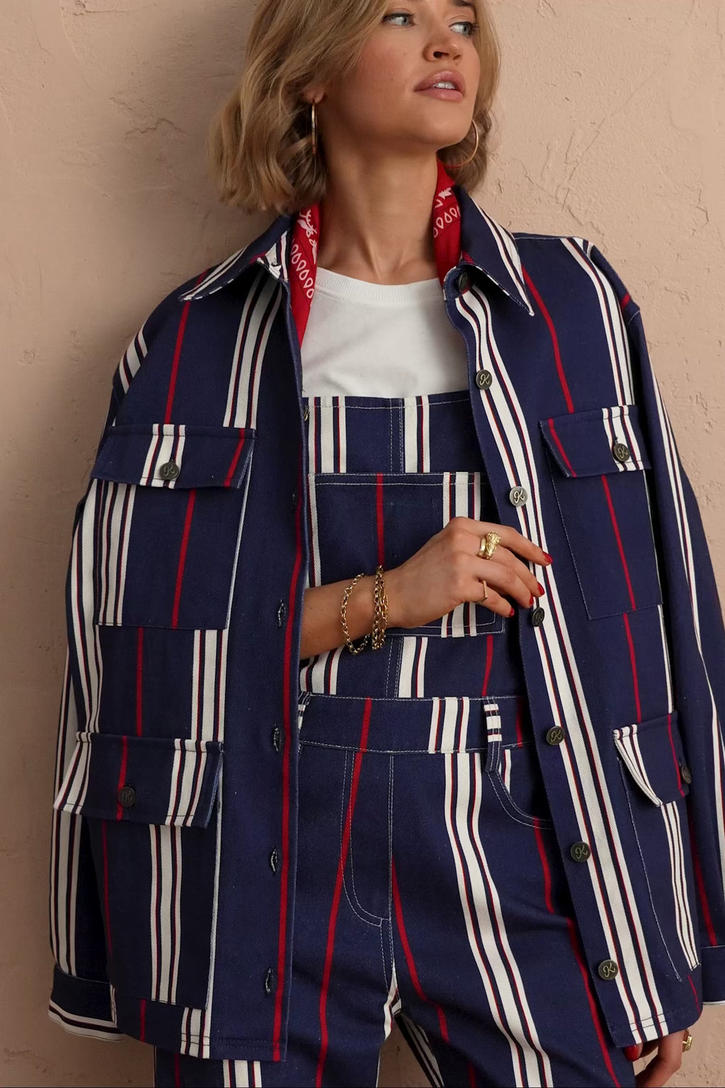 karavan clothing fashion spring summer 25 shannon jacket denim blue stripes