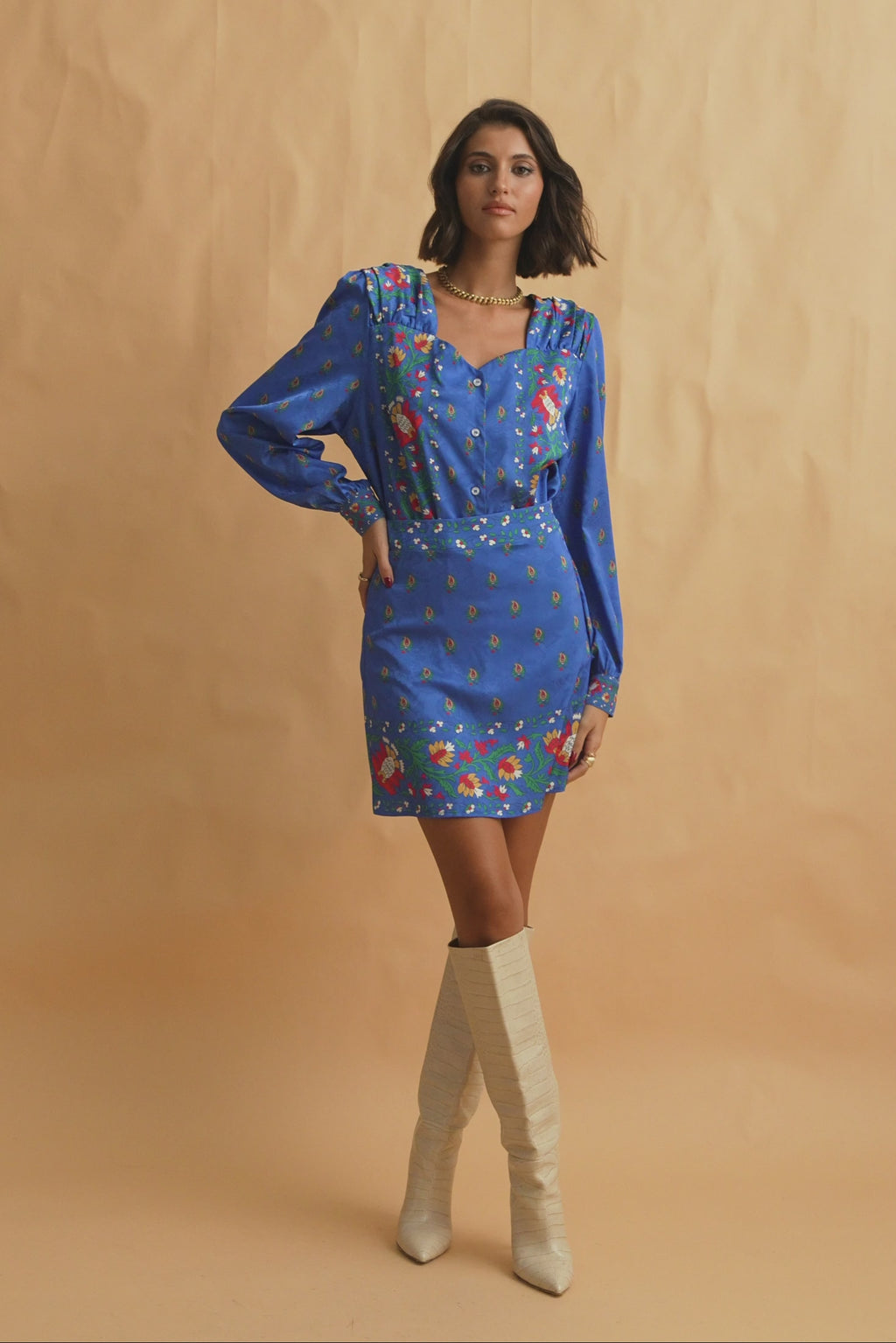 karavan clothing fashion fall winter 25 homecoming collection iryna mini skirt blue floral