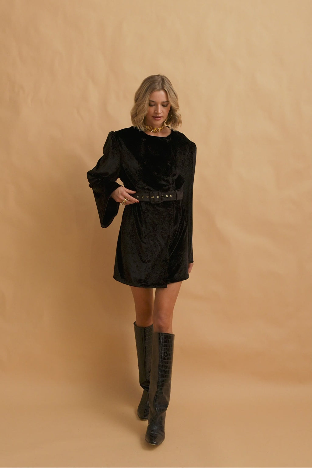 karavan clothing fashion fall winter 25 krvn homecoming collection gigi mini dress brown