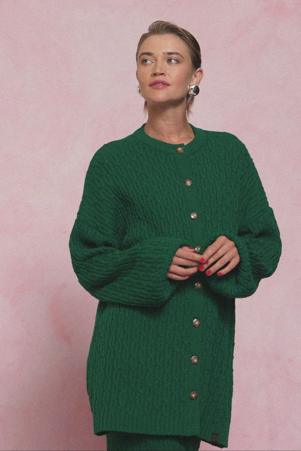 karavan fall winter 26' collection manuela knitted cardigan green