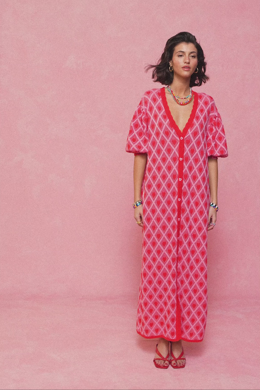 karavan clothing fashion spring summer 26 nai collection loreley knitted dress pink red