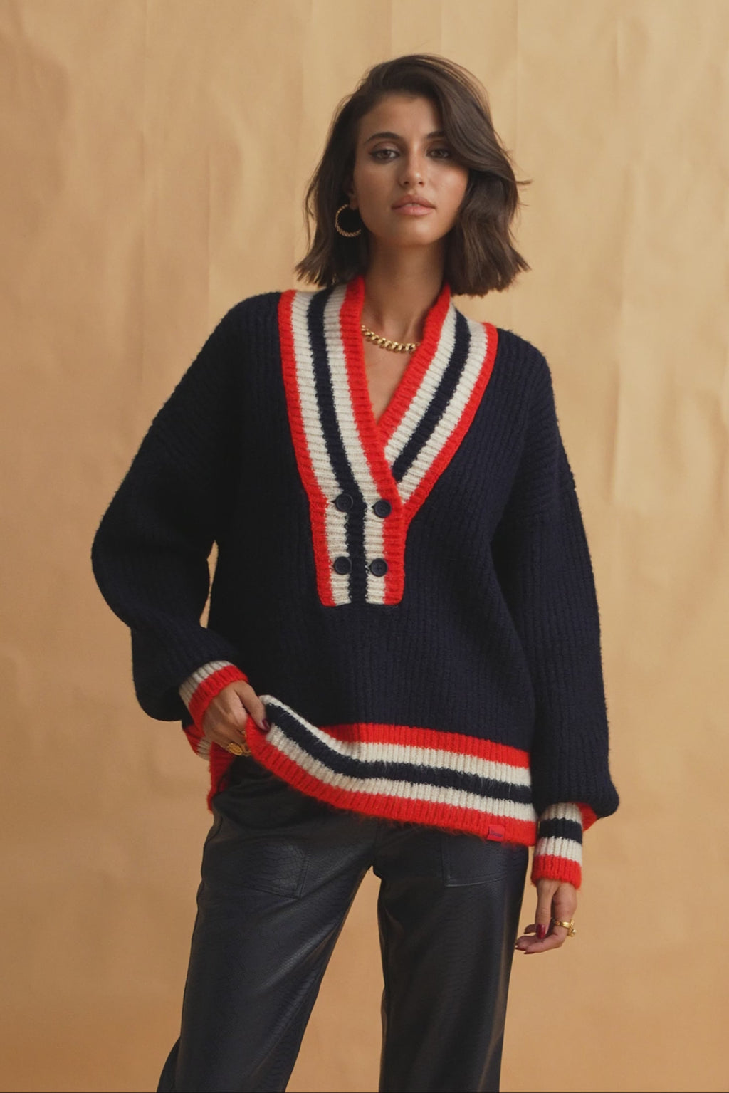 karavan clothing fashion fall winter 25 homecoming collection gianna pullover blue red