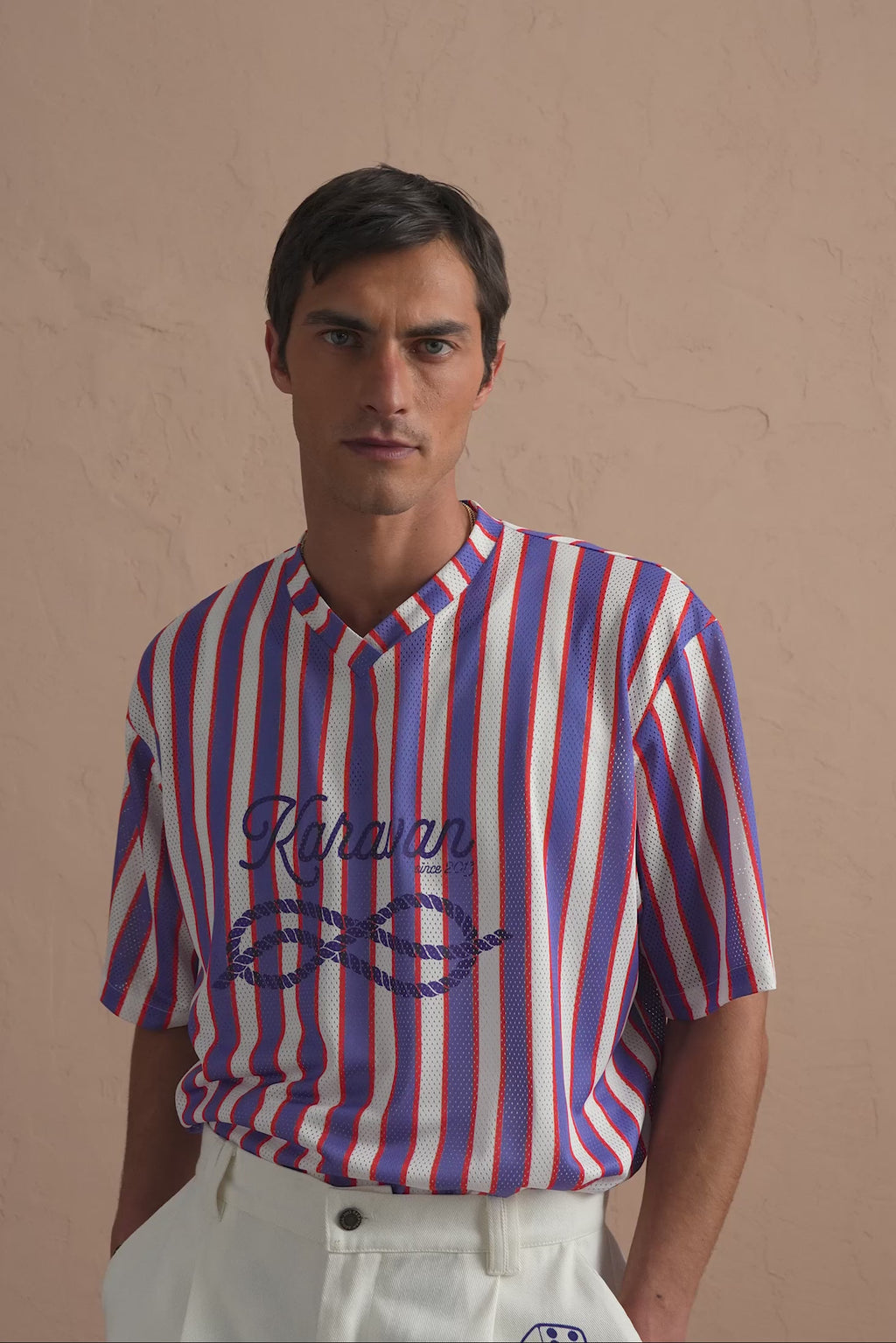 karavan clothing tosa kalokairia spring summer 25 men collection henry tee blue stripes