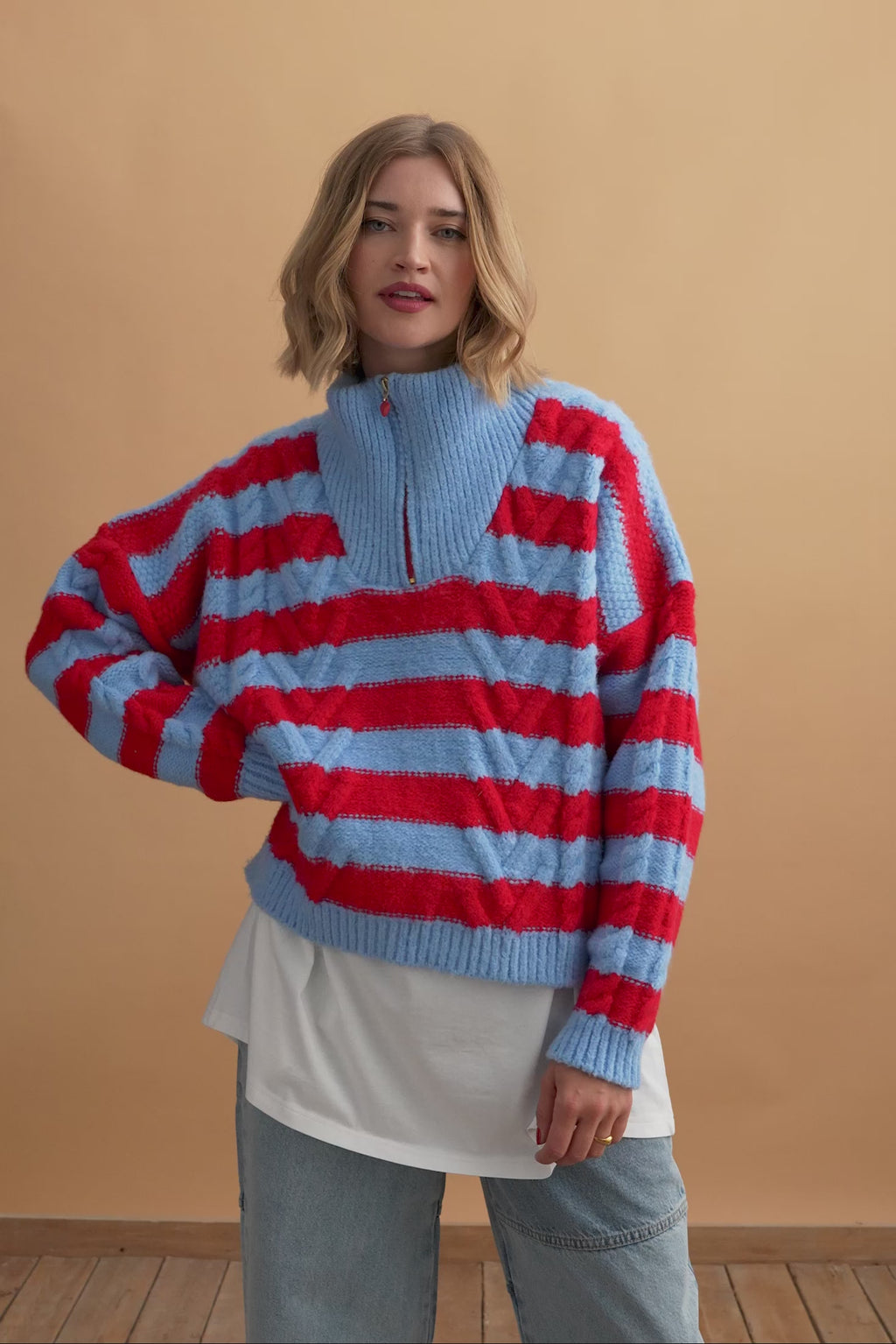 karavan clothing fashion well i did fall winter 24 25 penelope pullover blue red
