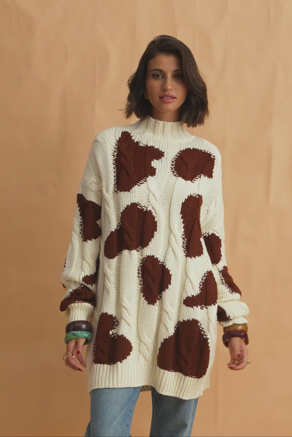 karavan clothing fashion fall winter 25 homecoming collection frida pullover brown cow ivory