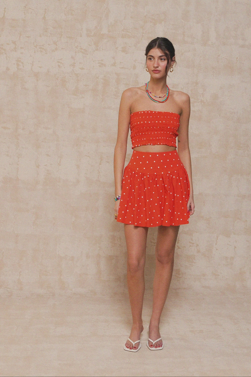 karavan clothing fashion spring summer 26 nai collection elisabetta mini skirt polka red