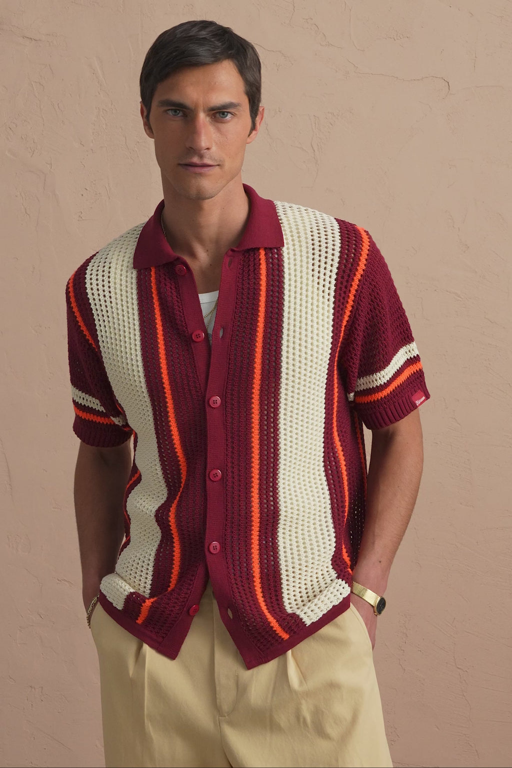karavan clothing tosa kalokairia spring summer 25 men collection tommy knitted shirt bordeaux
